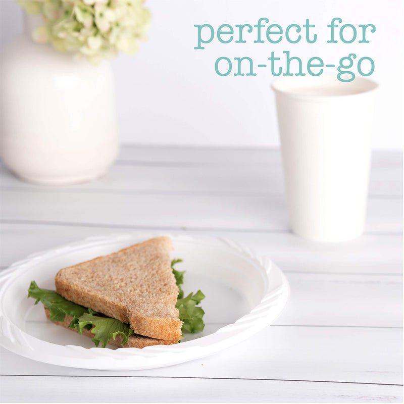 PLASTICPRO 100 Count Disposable 7 Inch White Plastic Plates - Image 4